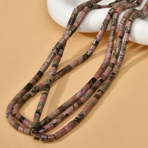 Macro de perles cylindriques en rhodonite naturelle 4x4mm pour création bijoux