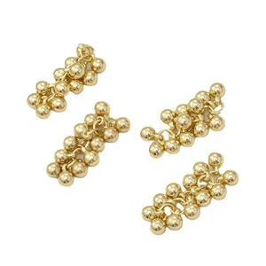 Set of four gold-plated grape-shaped beaded charms with mirror-polished metallic surface