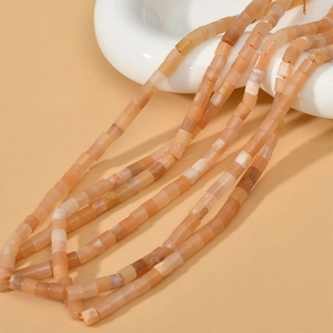 Perles cylindriques en pierre naturelle orange 4x4mm pour création de bijoux DIY colliers