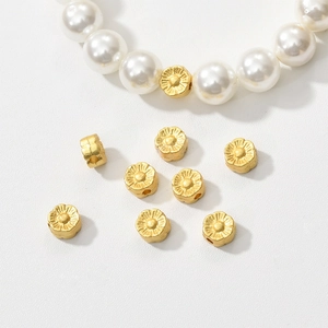 Gold flower beads in matte finish for DIY jewelry necklaces and pearl bracelets