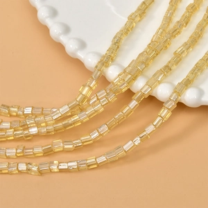 Perle quadrate di vetro champagne per creazione di gioielli fai-da-te e artigianato