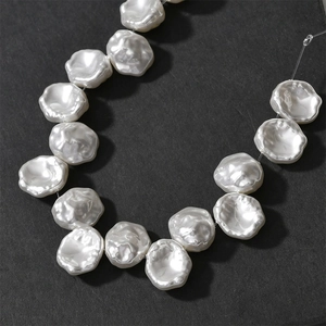 Baroque petal shaped white shell pearl beads for DIY vintage jewelry making crafts