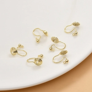6 pieces of 14k gold plated spiral ear clip components for non-pierced DIY earrings
