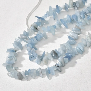 Macro de perles de pierres précieuses aigue-marine bleu clair pour bijoux DIY