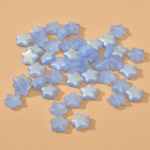 12mm light blue frosted star-shaped Czech glass beads for DIY jewelry making