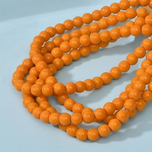 Polished 8mm orange glass beads for DIY necklaces and handmade jewelry crafts