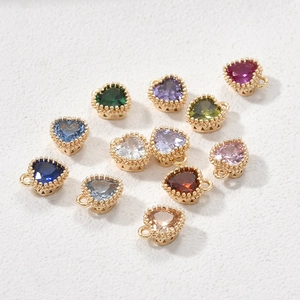 14k vergulde hartvormige geboortesteen bedeltjes voor DIY kettingen en sieraden maken