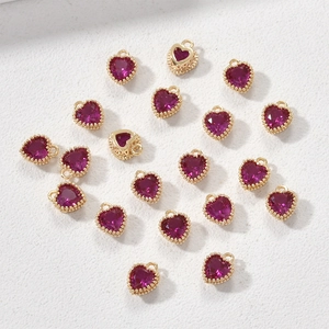 14k vergulde hartvormige hanger met rozerode geboortesteen voor DIY sieraden maken