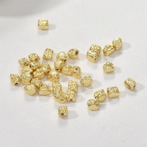 Gold plated irregular hammered cube metal beads for DIY jewelry making and necklace crafts