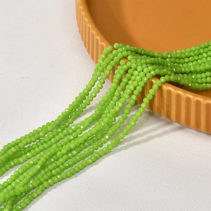 Strands of 3mm bright green faceted glass beads for DIY necklaces and bracelets