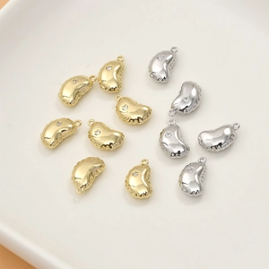 Ciondoli a fagiolo placcati in oro 14k e argento con zirconi per gioielli fai da te