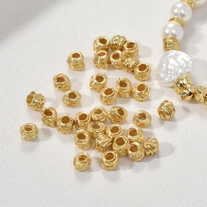 Cuentas en espiral chapadas en oro para joyería DIY con pulsera de perlas barrocas