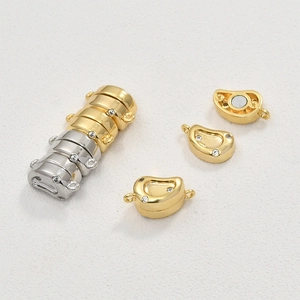 Chiusure magnetiche a fagiolo placcate oro 14K per gioielli fai-da-te con zirconi