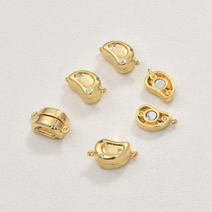 Chiusura magnetica a fagiolo placcata oro 14k con strass per collane e bracciali DIY