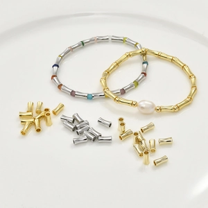 Bamboo Joint Tube Beads Brass 14K Gold Plated DIY Jewelry Making Spacer Beads For Necklace Bracelet Earring Accessories