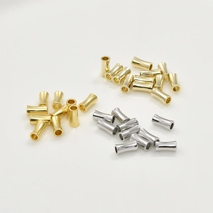 Polished 14k gold and silver cylinder bamboo tube beads for DIY jewelry making