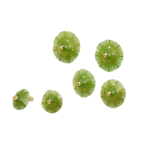 Cute green resin lotus leaf pendant with center gold bead for DIY jewelry making