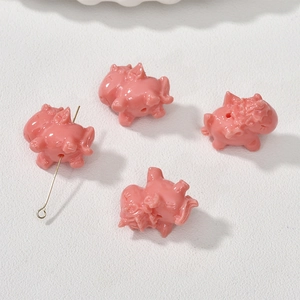 Pink resin unicorn beads with wings for DIY jewelry making and handmade accessories