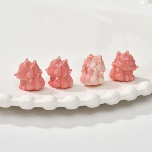 Pink sea bamboo nine-tailed fox beads for DIY necklace and bracelet jewelry making