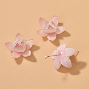 Pink gradient acrylic lotus flower beads for DIY jewelry and hair accessory making