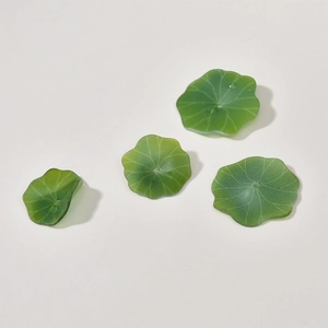 DIY green gradient acrylic lotus leaf charms with vein texture for jewelry making