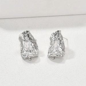Orecchini a perno in argento con zircone e anello per creazione di gioielli fai-da-te