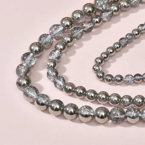 8mm silver-plated beads and clear crackle quartz crystals for DIY jewelry making