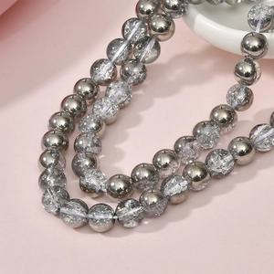 8mm silver and crackle crystal round beads for DIY jewelry making bracelets and necklaces