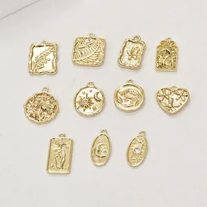 Copper Zirconia Celestial Moon Star Butterfly Flower Heart Hand Pendants For DIY Necklace Earring Making Fashion Jewelry