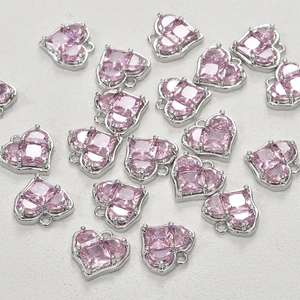 Ciondolo cuore in zirconia rosa placcato oro 14k per la creazione di gioielli