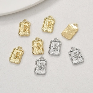 Rectangle 14k gold and silver butterfly pendant with hammered metal texture for DIY jewelry