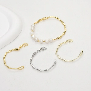 Minimalist Copper Irregular Branch Bangle For DIY Jewelry Making Liquid Metal Style Gold Silver Plated Bracelet Findings Women Accessories
