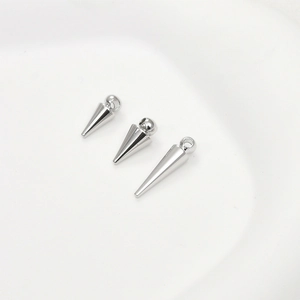 Trois pendentifs rivets polis en forme de cône argenté pour création de bijoux DIY