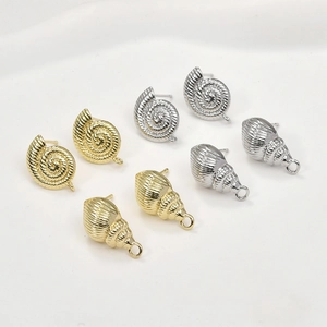 Tige de Boucle d'Oreille en Cuivre Plaque Or Coquillage Avec Silver Earring Post pour Création de Bijoux Fait Main DIY