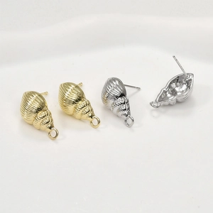 Puces d'oreilles conque plaquées or 14 carats et argent avec boucles pour bijoux DIY