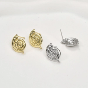 Puces d'oreilles spirale or 14k et argent avec anneaux pour la création de bijoux DIY