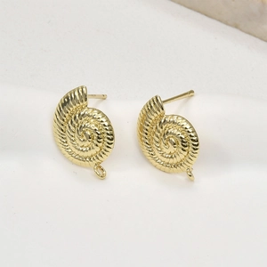 Clous d'oreilles coquillage nautile plaqués or 14 carats avec boucle pour DIY