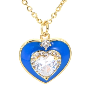 Süße Herz Anhänger Halskette Kupfer 18 Karat Vergoldet Emaille Zirkon Eingelegt Romantischer Schmuck Für Damen Mädchen Geschenk