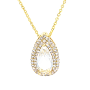 Elegante collar con colgante de gota de cristal y circonitas cúbicas en micro pavé