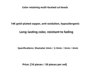 Spécifications des perles d'espacement polygonales plaquées or 14k pour bijoux DIY