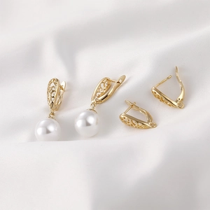 Retro holle traanvormige oorbellen met parels en 18k goud verguld DIY materiaal