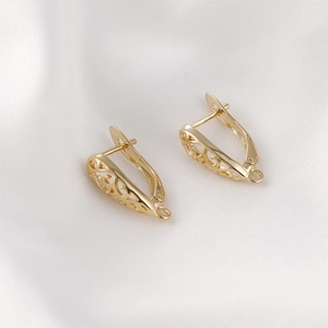 Paar vintage 18k vergulde holle druppel oorbellen haken met ringaansluitingen