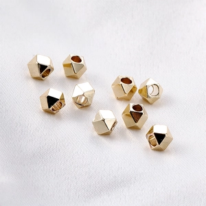 Perles d'espacement géométriques plaquées or 14k pour la création de bijoux DIY