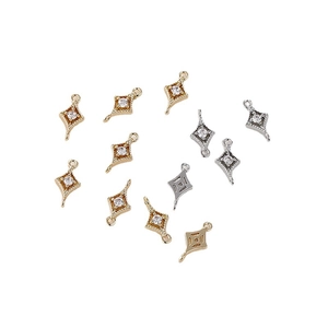 14K gold and silver plated rhombus star charms with cubic zirconia for jewelry making