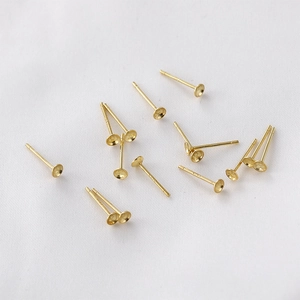 Goujons d'oreilles en argent S925 avec coupelle dorée pour la création de bijoux DIY