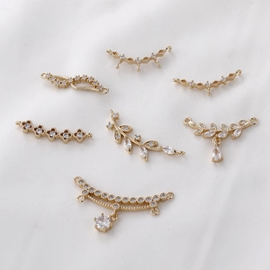 Set di 7 ciondoli a foglia in zircone dorato vintage per creazione gioielli fai-da-te
