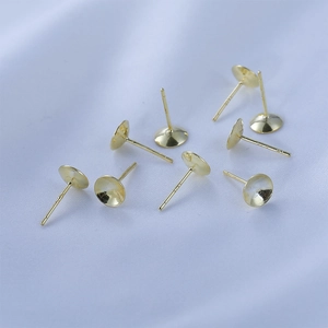 Support de boucles d'oreilles en argent S925 doré avec coupelle pour perles DIY