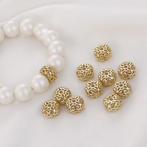 Perline Distanziatrici Traforate a Fiore in Rame Placcato Oro 14K Vintage Filigrana Volute Perline Piatte per Gioielli Fai da Te