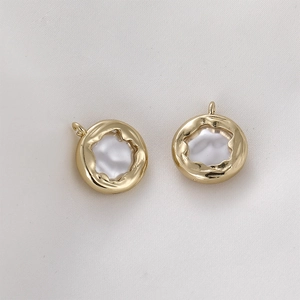 Pendentif perle ronde baroque plaqué or 14k pour création de bijoux DIY et colliers