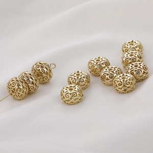 Perline distanziatrici vintage traforate in oro 14k per creazione di gioielli fai da te